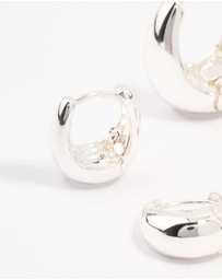 Lovisa - Silver Plated Small & Medium Oval Huggie Earrings