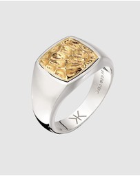 Kuzzoi - ICONIC EXCLUSIVE - Ring Men Signet Bicolor 925 Sterling Silver Gold-Plated