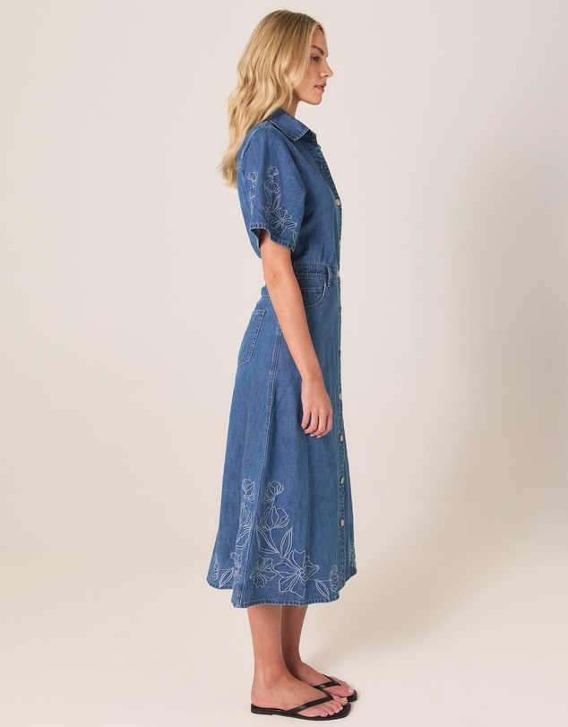 Fate + Becker - Sloane Embroidered Denim Dress
