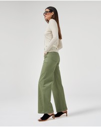 DRICOPER DENIM - Carrie Oil Green Wide Straight Leg Jeans