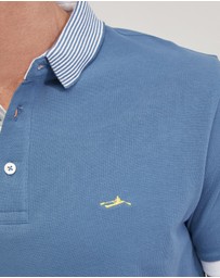 Oxford - Dylan Striped Collar Pique Polo