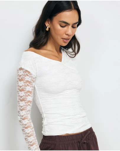 AERE - Arielle Off Shoulder Lace Top