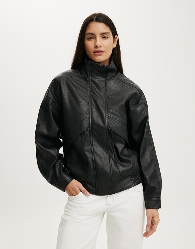 Cotton On - Theo Faux Leather Bomber
