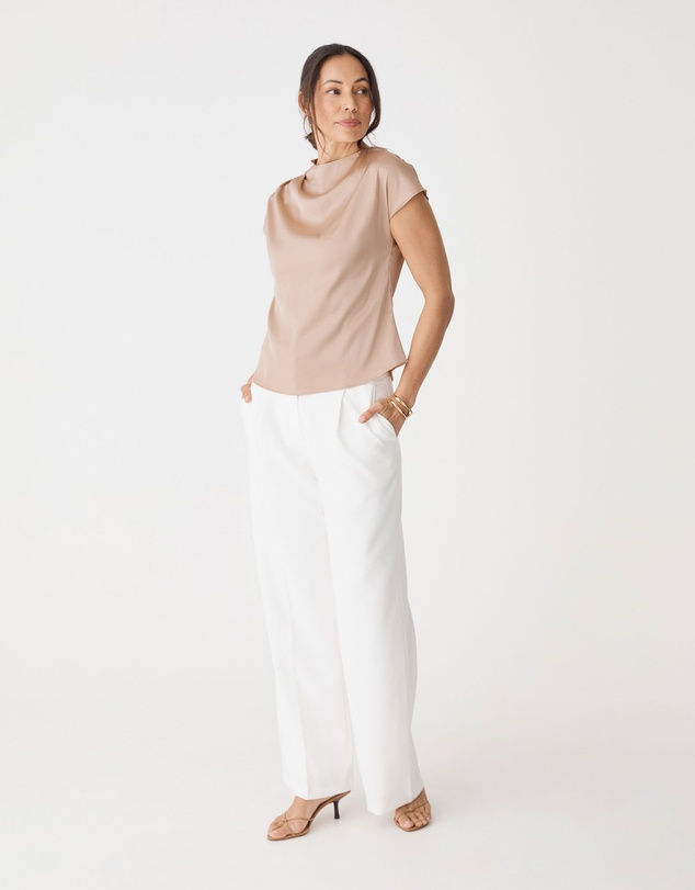 Forcast - Zafina Pleated Draped Top