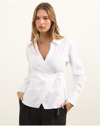Atmos&Here - Kitt Cinched Waist Tie Wrap Shirt