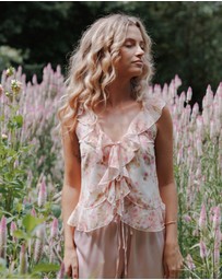 Petal & Pup - Ismena Tie Front Top - Blurred Pink Floral