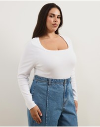 Atmos&Here Curvy - Organic Cotton Rib Scoop Neck Top