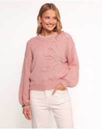 Petal & Pup - Addie Tonal Flower Knit Sweater - Pink