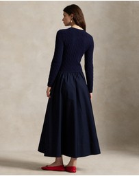 Polo Ralph Lauren - Cable-Knit Poplin Dress