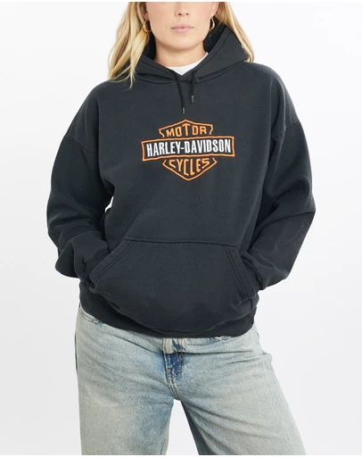 Vintage by The Real Deal - Pre Loved - Vintage 90s Harley Davidson Hooded Sweatshirt