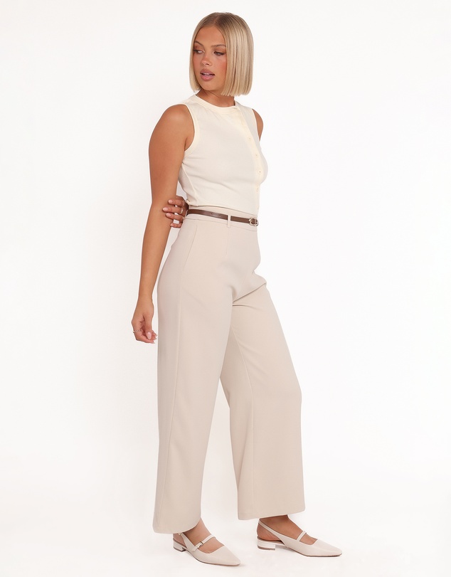 Petal & Pup - Ceres Belted Wide Leg Pant - Stone