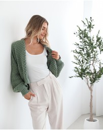 Esther & Co - Dorine Cardigan - Forest Green