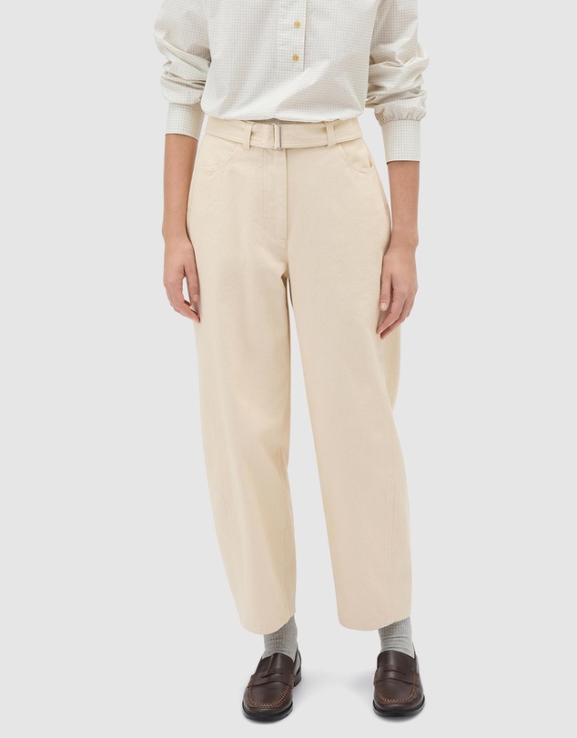 Oroton - Washed Twill Barrel Leg Pants