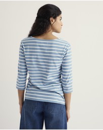 Seasalt - Seasalt Cornwall Blue Sailor 3/4 Sleeve Top Jersey