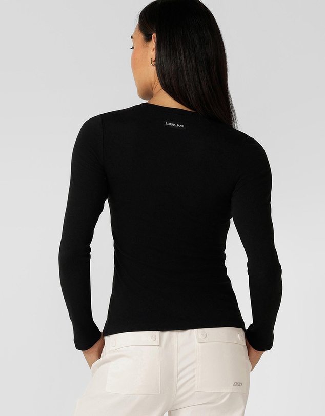 Lorna Jane - Retro Snap Button LS Rib Top