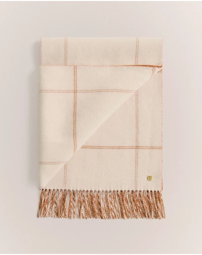 Trenery - Wool Check Reversible Scarf in Marshmallow