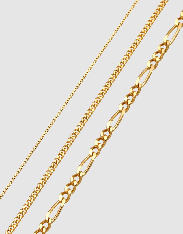 Kuzzoi - ICONIC EXCLUSIVE - Mixed Chain Necklace Set in Gold-Plated 925 Sterling Silver