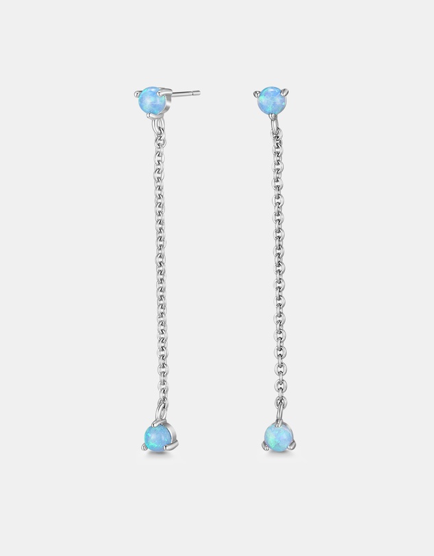 Mestige - Bello Blue Opal Earrings - Silver Plated