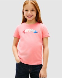 Tommy Hilfiger - Girls Textured Logo Jersey Crew Neck T-Shirt - Kids