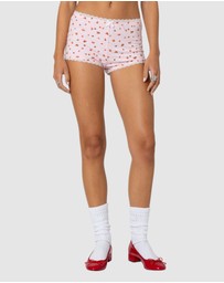 EDIKTED - Strawberry Girl Printed Micro Shorts