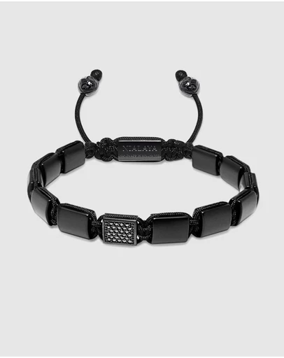 Nialaya Jewellery - The CZ Flatbead Collection - Matte Onyx
