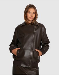Belle & Bloom - Desert Moon Leather Bomber Jacket