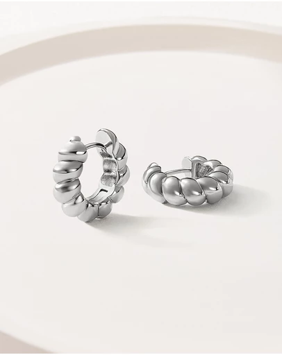 Mestige - Celeste Bead Hoops - Silver Plated