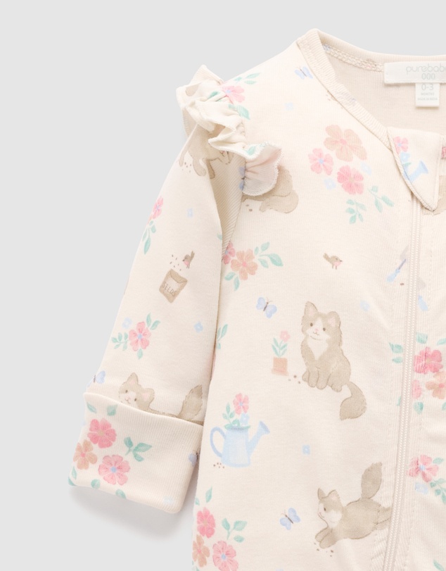 Purebaby - Printed Zip Growsuit-Kids-Babies