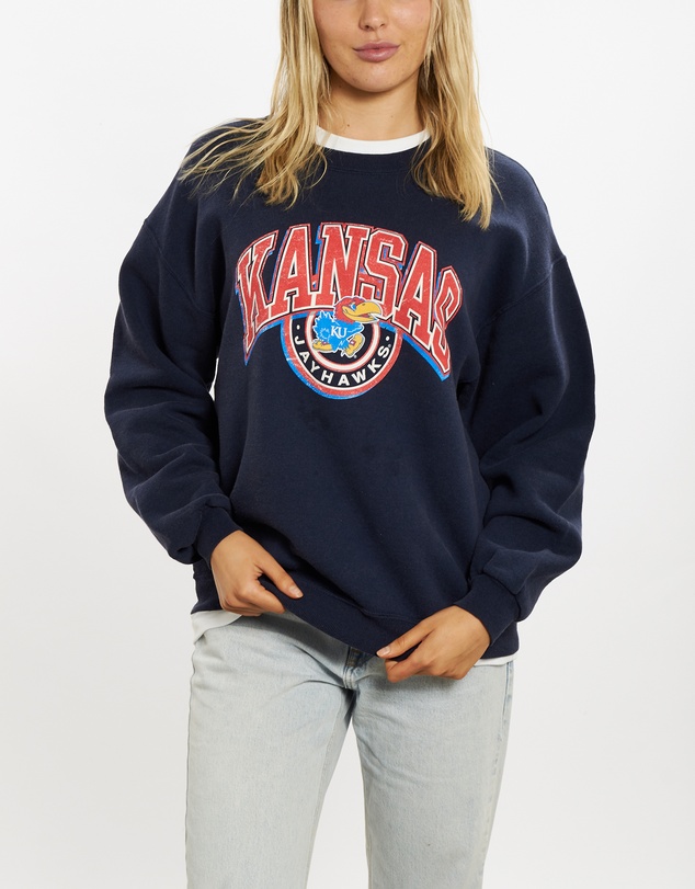 Vintage by The Real Deal - Pre Loved - 90s NCAA University of Kansas Jayhawks Sweatshirt