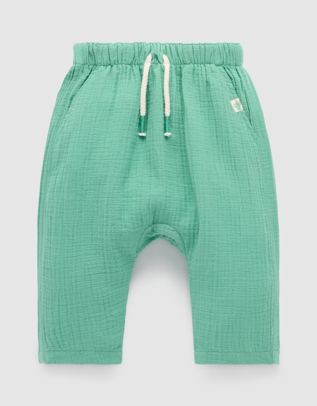 Purebaby - Slouchy Crinkle Cotton Pants -Kids-Babies
