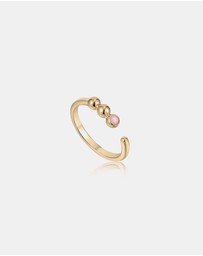 Ania Haie - Ania Haie Gold Orb Rose Quartz Adjustable Ring