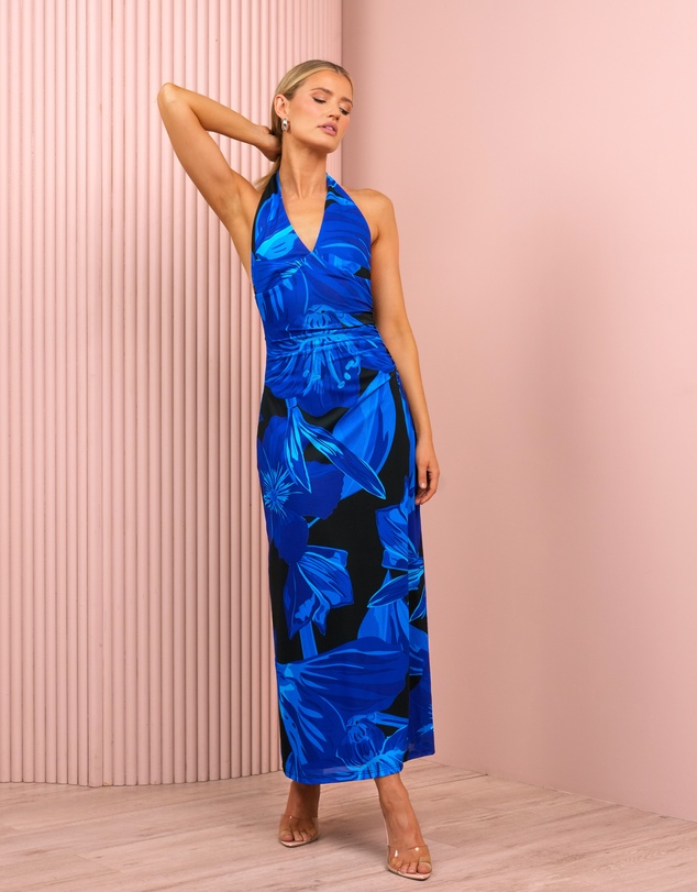 Azzurielle - Wilna Halter Neck Maxi Dress