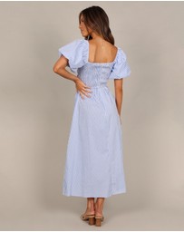 Petal & Pup - Clo Puff Sleeve Midi Dress - Blue Stripe