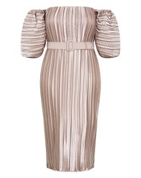 City Chic - Plus size Krista Pleat Midi Dress - champagne