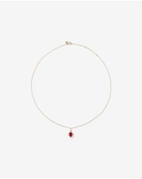 Michael Hill - Oval Cut Created Ruby and Diamond Halo Pendant Necklace in 10kt Yellow Gold