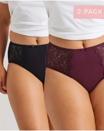 Kayser - 2 Pack Daily Essentials Stretch Lace & Cotton Full Brief (219)