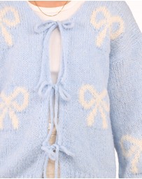 Petal & Pup - Vienna Bow Cardigan - Pale Blue