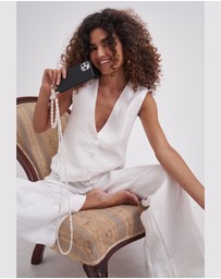 LOUVE COLLECTION - Le Cafe Noir Phone Case + Pearl Crossbody Chain & Wristlet