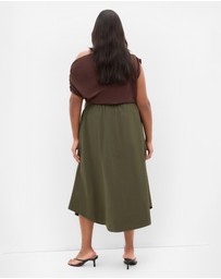City Chic - Plus size Ally Midi Skirt - khaki