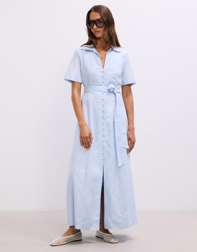 The Fated - Claudia Linen Blend Midi Dress
