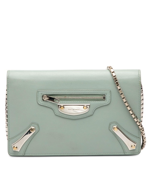 Pre-Loved by Azura Reborn - Pre-Loved Leather Metal Plate City Wallet on Chain