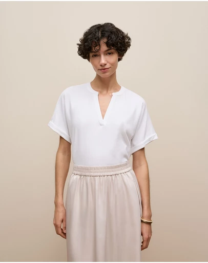 Trenery - Relaxed V Neck T-shirt in White