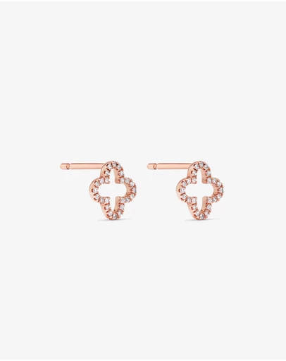Michael Hill - 4 Leaf Clover Stud Earrings With Diamonds In 10kt Rose Gold