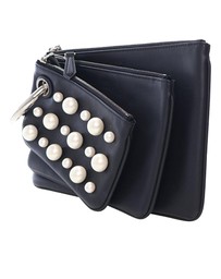 Pre-Loved by Azura Reborn - Pre-Loved Leather Pearl Studded Triplette Clutch