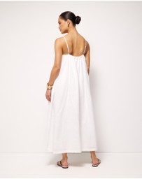 AERE - Liv Linen Gathered Neckline Midi Dress