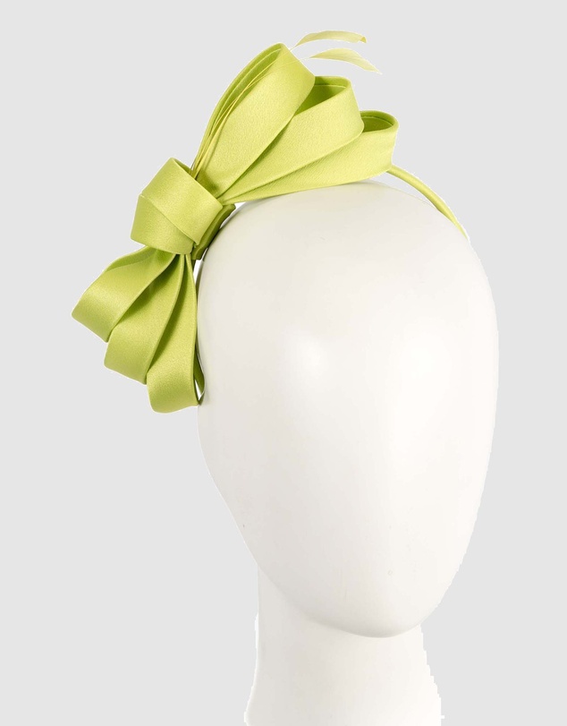 Max Alexander - Large Lime Satin Bow Racing Fascinator