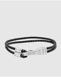 Nialaya Jewellery - Black Leather Bracelet with Silver Clasp