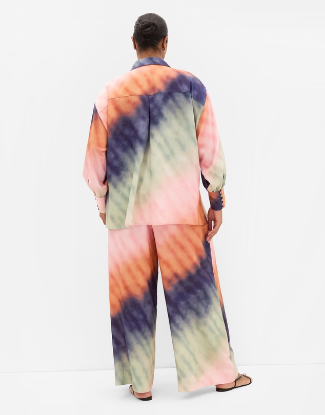 City Chic - Plus size Sunset Ombre Print Wide Leg Pant - peach
