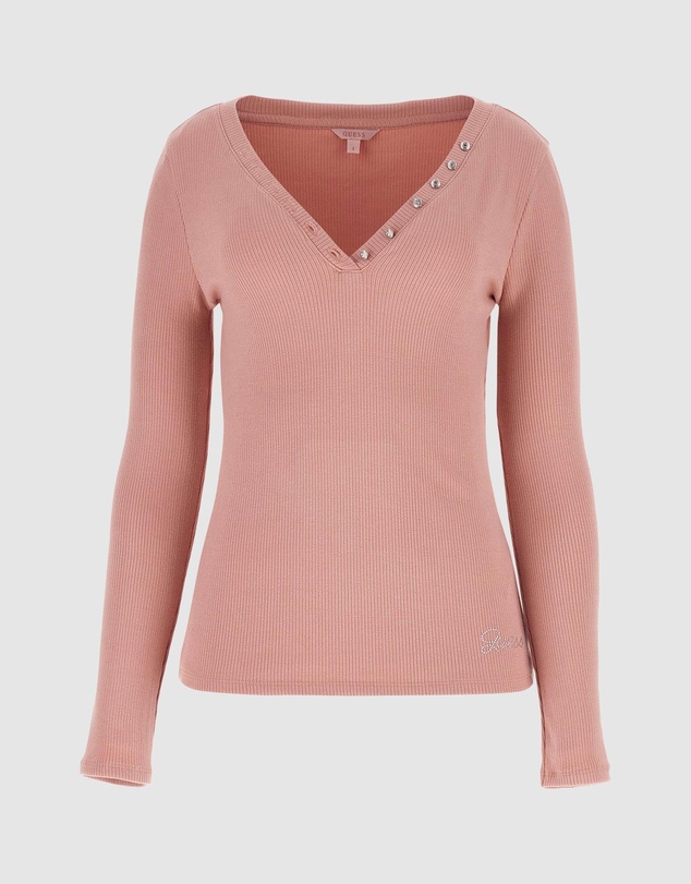 GUESS - LS Kyla Rib Henley Top