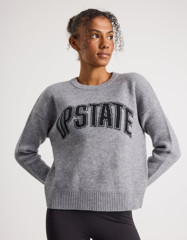 Upstate - College Knit Sweater - Grey Marle